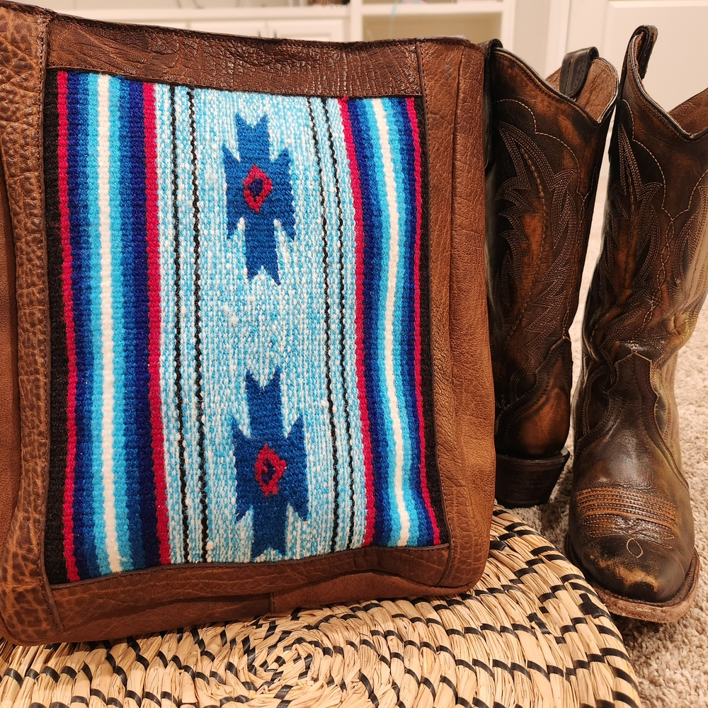American Darling Brown Leather Bag with Southwestern Pattern